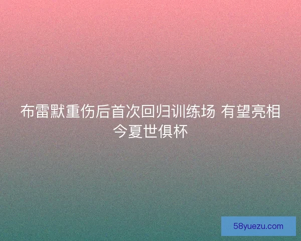 布雷默重伤后首次回归训练场 有望亮相今夏世俱杯
